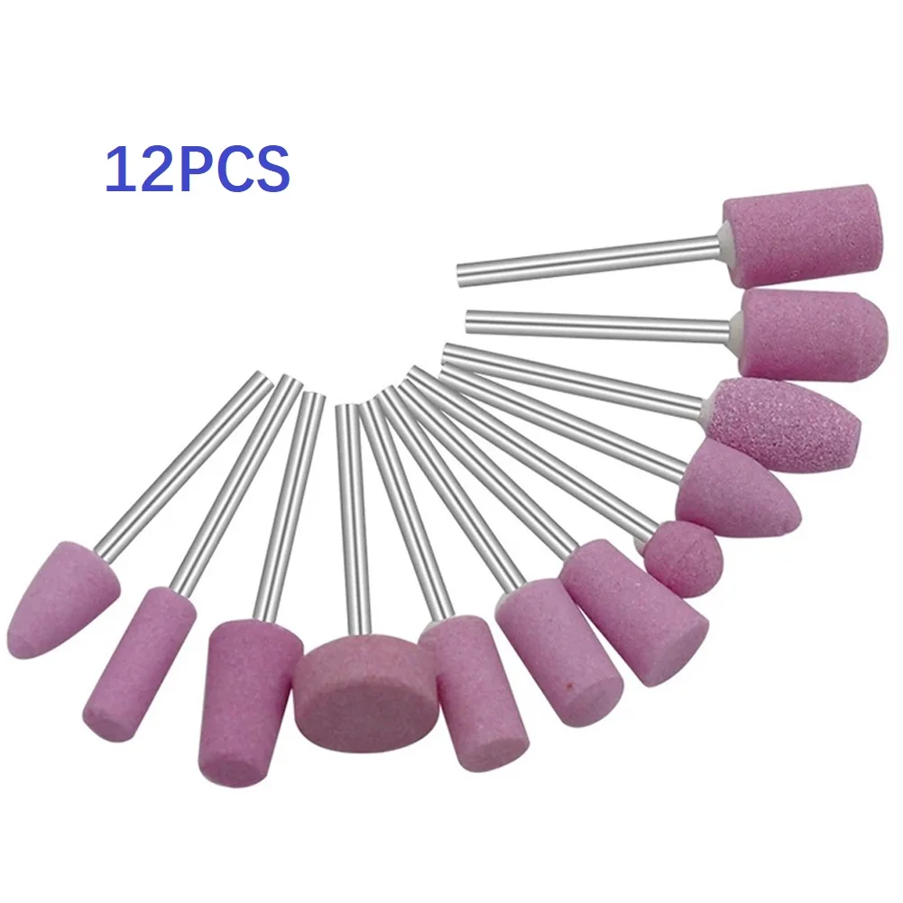 12Pcs Schleif Polieren Montiert Stein Für Dreh Werkzeuge Schleifen Stein Rad Kopf Werkzeuge 2,35mm Schaft Mini Nagel Bohrer set – Detail 7