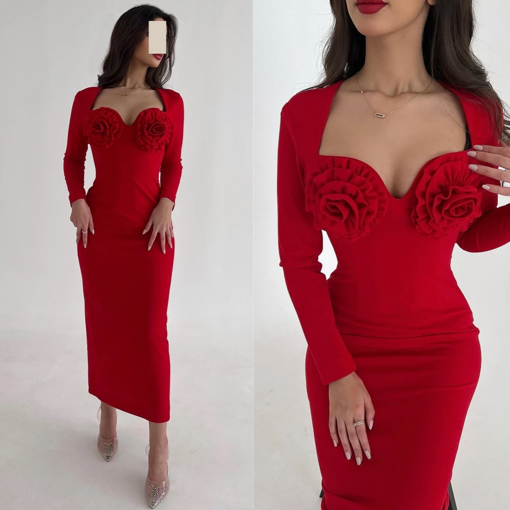 Prom Dress Saudi Arabia Satin Flower Beach Sheath Sweetheart Bespoke Occasion Gown Long Sleeve Dresses prom dress saudi arabia satin flower pleat ruffles formal evening sheath v neck bespoke occasion gown long sleeve dresses