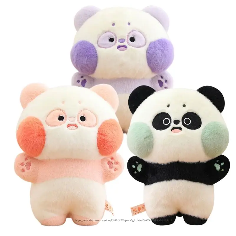 

Shy Cheek Kawaii Panda Doll Plush Toy Colorful Standing Hug Cartoon Accompany Animal Plushie Kids Comforting Baby Appease Gift