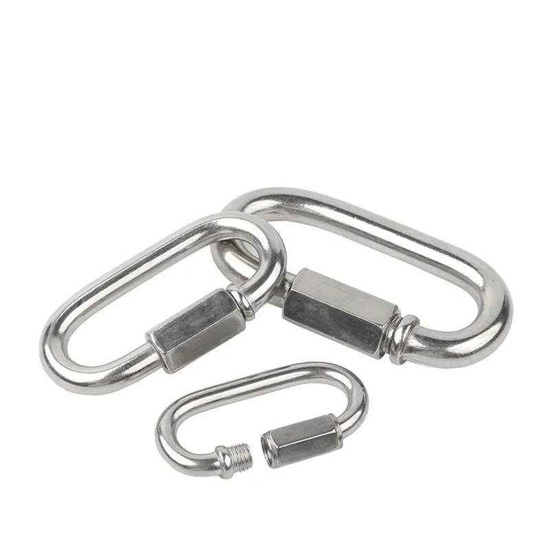 1PCS Connector 304 Stainless Steel Quick Ring Connection Ring Runway Buckle Rock Climbing Carabiner Chain Buckle M3.5 M4 M5-M14