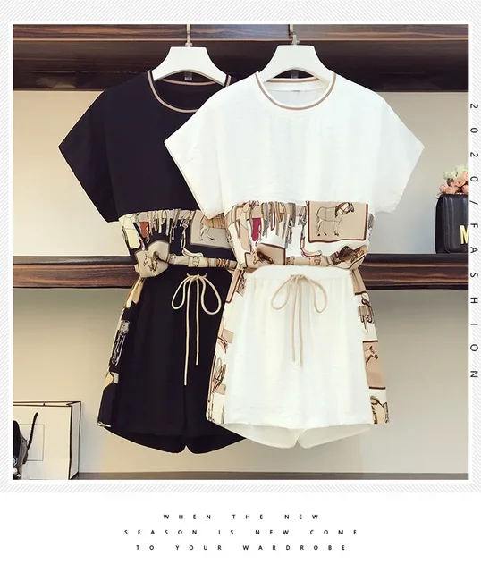 Plus Size 2022 Women's Clothing Slimming Stylish Age-reducing Fashionable Summer Shorts Two-piece Casual Suit Women's 2