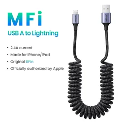 Premium UGREEN USB - C to Lightning Spring Cable - 1.2m Braided Fast Charging Data Cord - 1.2m (USB A to Lightning)