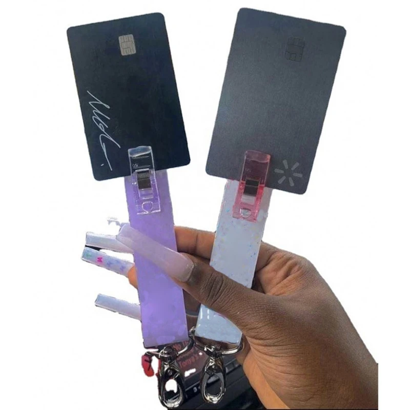 Acrylic Debit Bank Card Grabbing Keychain Female Atm Card Puller With