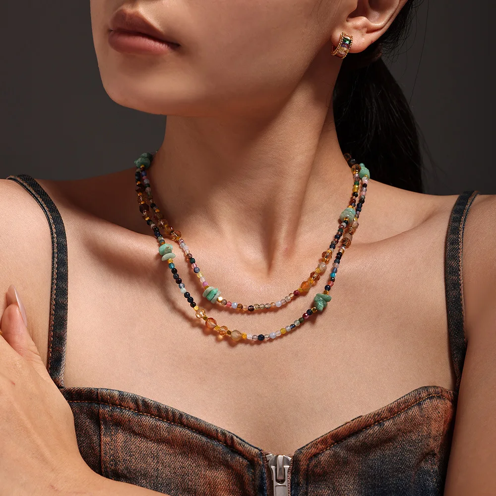 316 Edelstahl Anhänger Zirkon Halskette Frauen Mode Bunte Naturstein Perlen Kette Damen Luxus Schmuck Zubehör – Detail 10