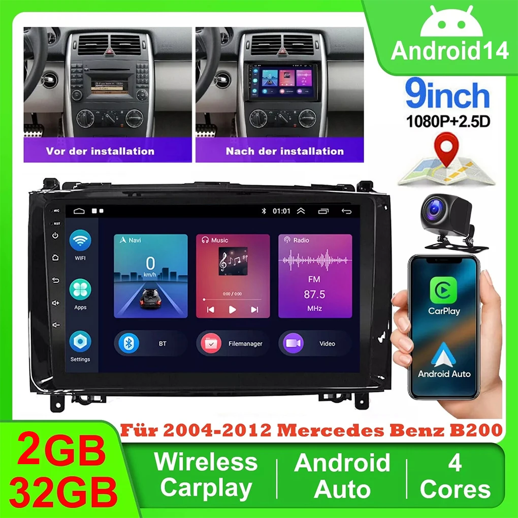 9 inch Universal Car Radio Multimedia Video Player CarPlay Android Auto IPS HD Touch Screen AUX Input Bluetooth MirrorLink