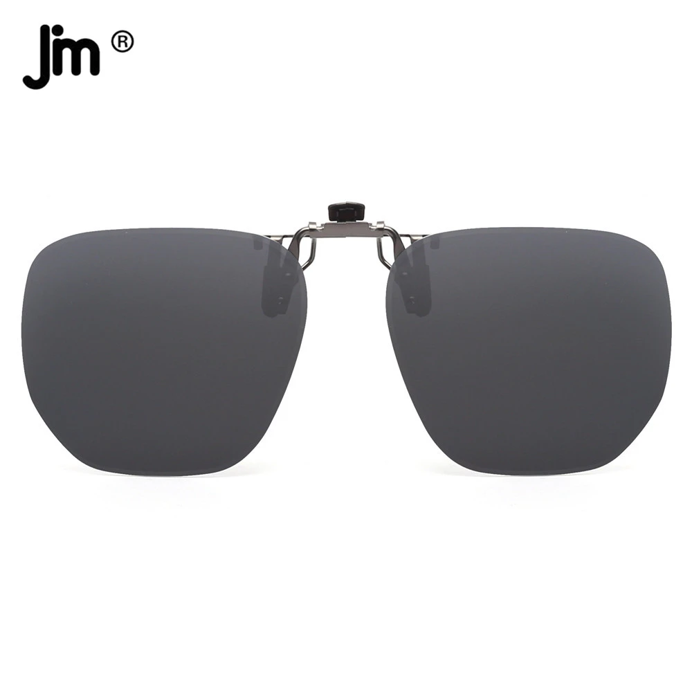 JM Polarized Clip On Sunglasses Square Women Men Filp Up Sun Glasses