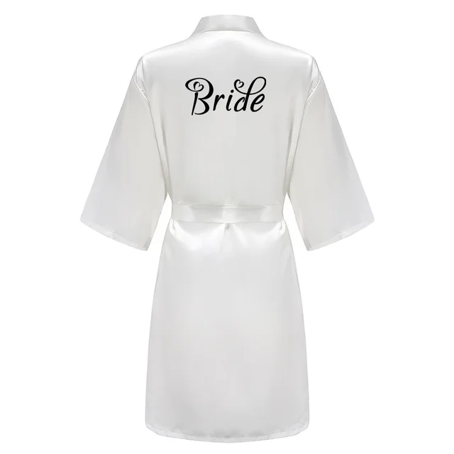 New Bride Bridesmaid Robe With Black Letters Mother Sister of the Bride Wedding Gift Bathrobe Kimono Satin Robes SP005 As the Photo Show
