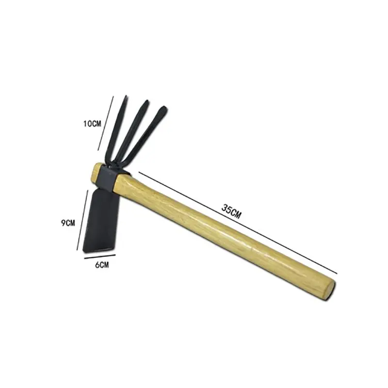 Portable Steel Digging Hoe with Two Head Gardening Planting Digger Excavator, Wooden Handle, Garden Hand Tool, Hot