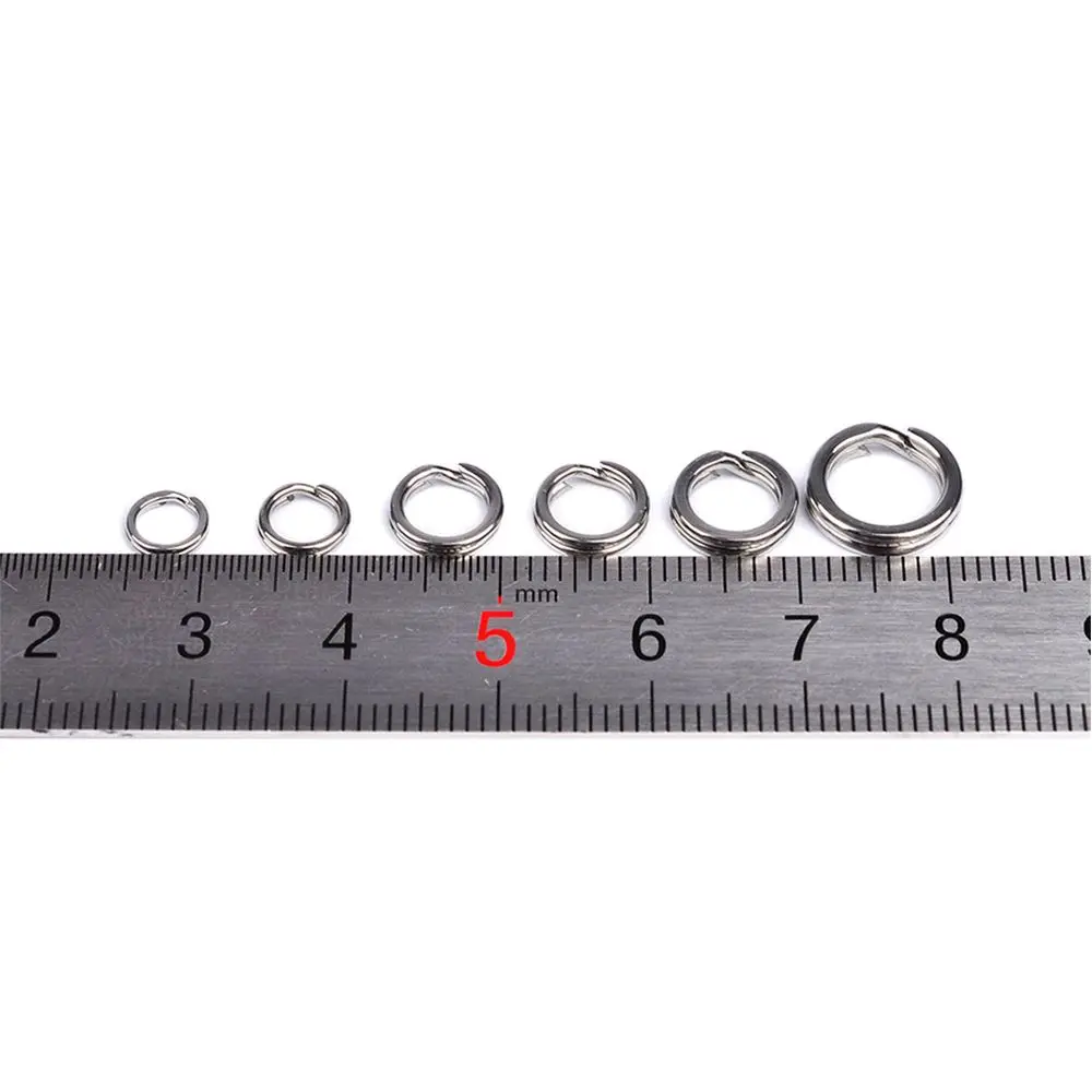 Fishing Split Rings 100pcs Stainless Steel 3#-8# for Crank Hard Bait Silver Double Loop Split Open Carp Tool Fishing Accessories