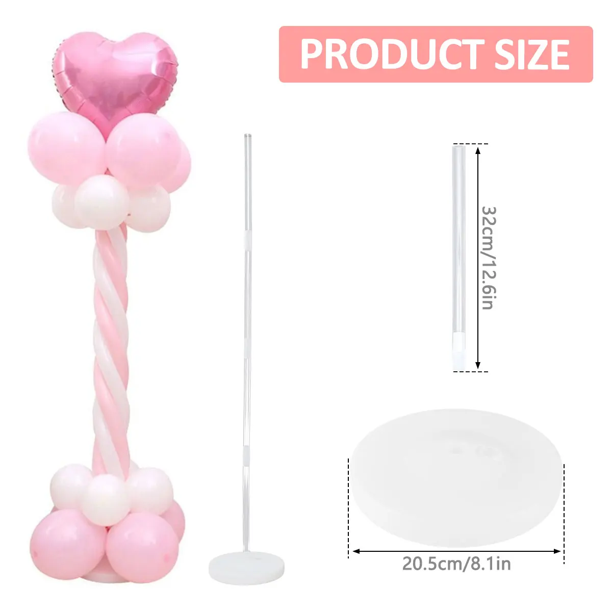 2Sets Balloon Column Stand Kits 8.4ft Height Balloon Arch Stand Kit with 2Base Stand 8Pole 4Flower Clip Balloon Tower Decoration