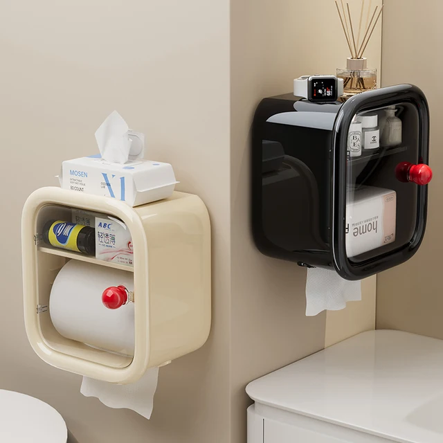 ที่ใส่กระดาษชําระติดผนังกล่องกระดาษทิชชูกันน้ําไม่เจาะและกระดาษวาดชั้นเก็บกระดาษชําระที่ใส่ทิชชู่ 1