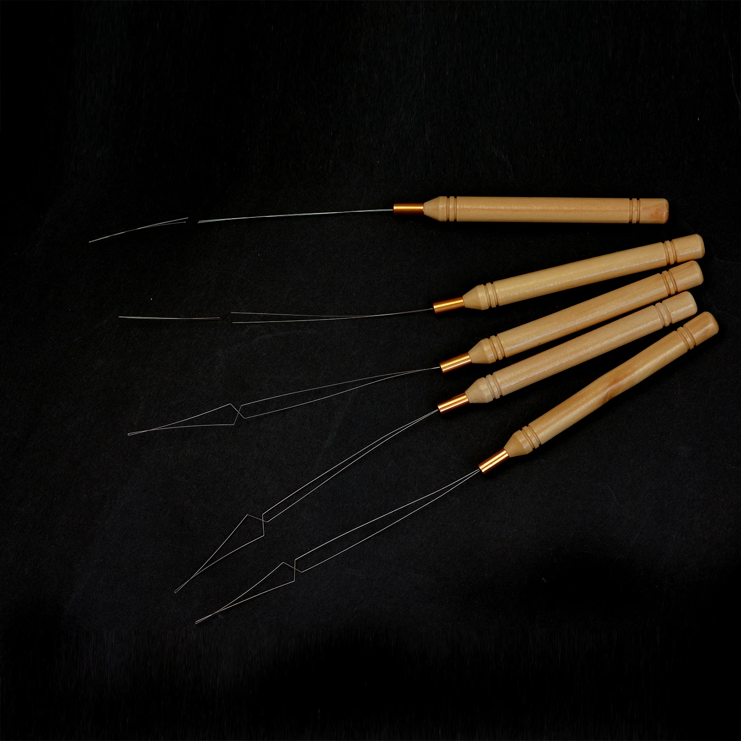 나노 마이크로 링 헤어 익스텐션 도구에 대 한 10Pcs 나무 손잡이 루프 스레더 스테인레스 당기는 바늘