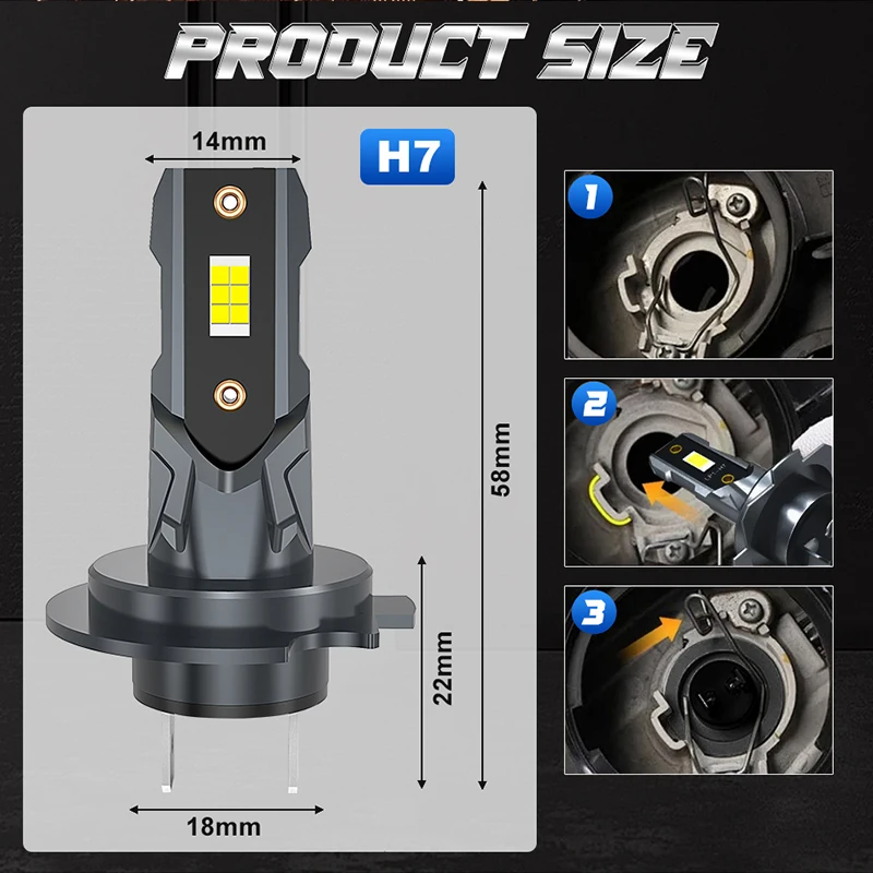H7 LED 전구 헤드라이트 키트 미니 무선 300W 30000LM 6000K CSP 자동차 헤드램프 화이트 오토 다이오드 램프 H7 LED 터보 자동차용