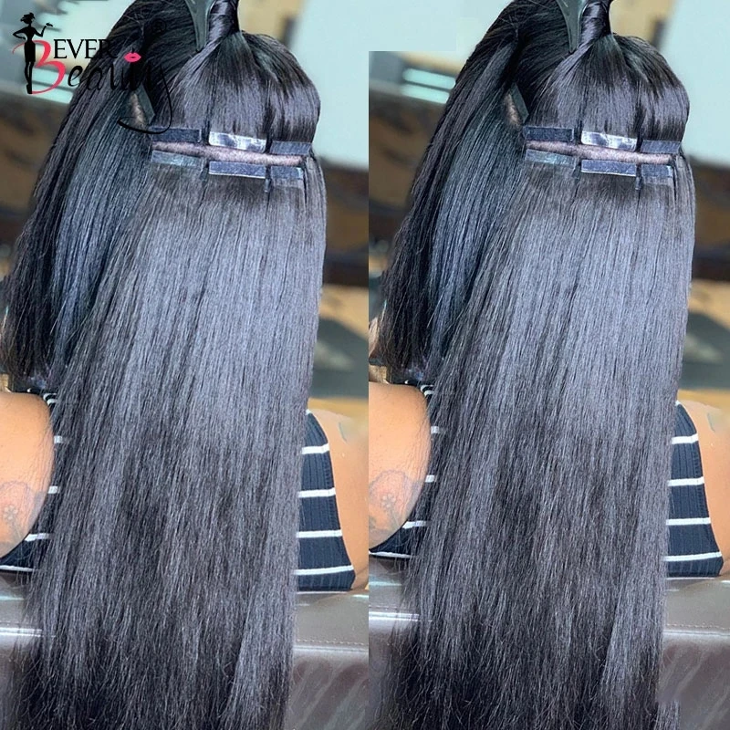 Straight Tape In Human Hair Extensions Skin Weft Hair Extensions Adhesive  Invisible Brazilian Bulk Virgin Hair Black Ever Beauty|Hair Weaves| -  AliExpress