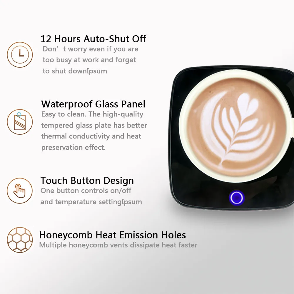 Evjurcn Electric Coffee Mug Warmer USB Rechargeable Coffee Cup Heater Portable Heating Coaster Waterproof Tea Coffee Milk Warmer Pad for Office and