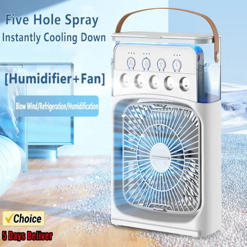 New 3 In 1 Fan AIr Conditioner Household Mini Air Cooler LED Night Light Portable Humidifier Air Adjustment Fan Office Home Fan