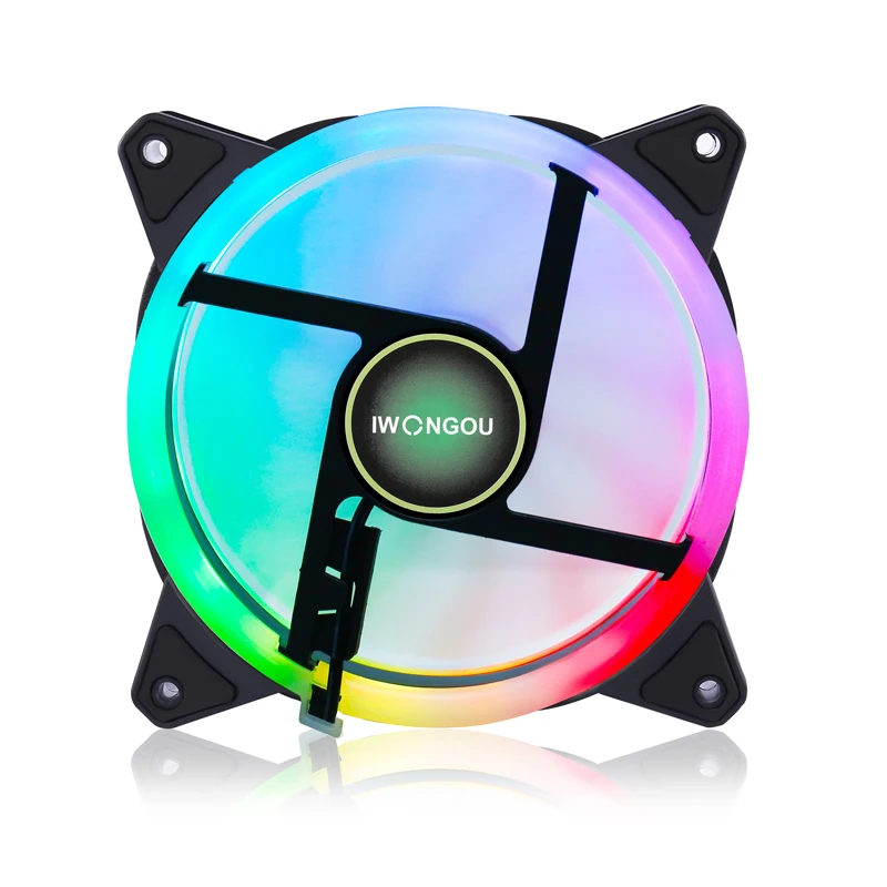 Iwongou pc Fan Rgb 120 mm Aura Sync Cooler Ajustável Ajustar a Velocidade Led 12cm Kit In1 Argb Computador Case Controlador de Refrigeração Ventiladores e resfriadores - Imagem 3