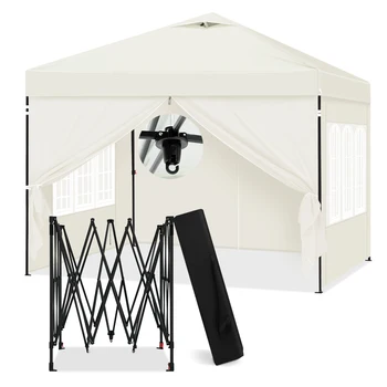 Gazebo pieghevole Tenda da festa Impermeabile con pareti laterali Tenda da campeggio regolabile in altezza per esterni Protezione UV Resistente all'inverno per barbecue 1