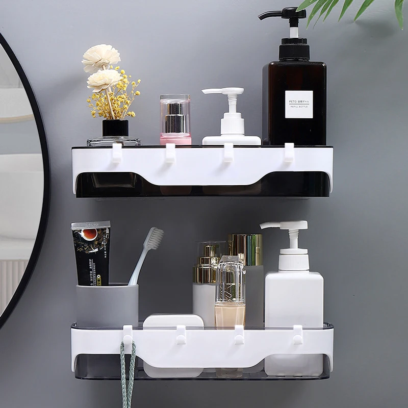 1pc Bathroom Organizer, Wall Shelf No Drilling,Easy Mount Bathroom