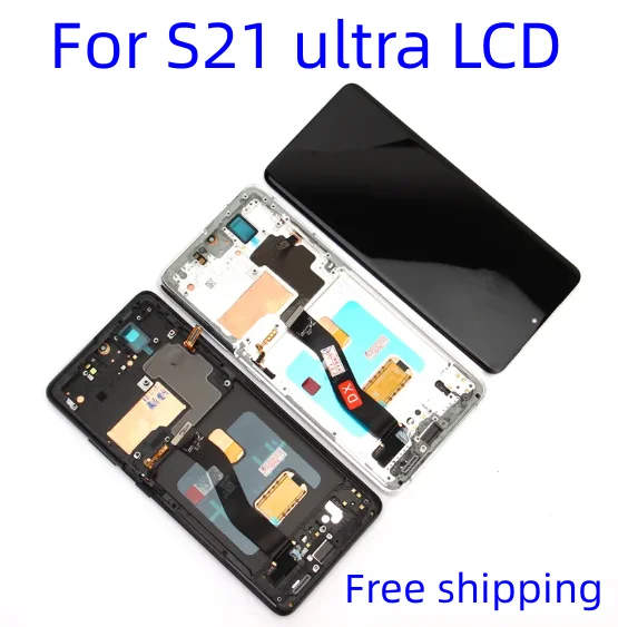 Vidro quebrado funcionando bem usado para samsung galaxy s21 ultra lcd com  quadro s21 ultra 5g g998f g998f/dslcd digitador da tela de toque -  AliExpress