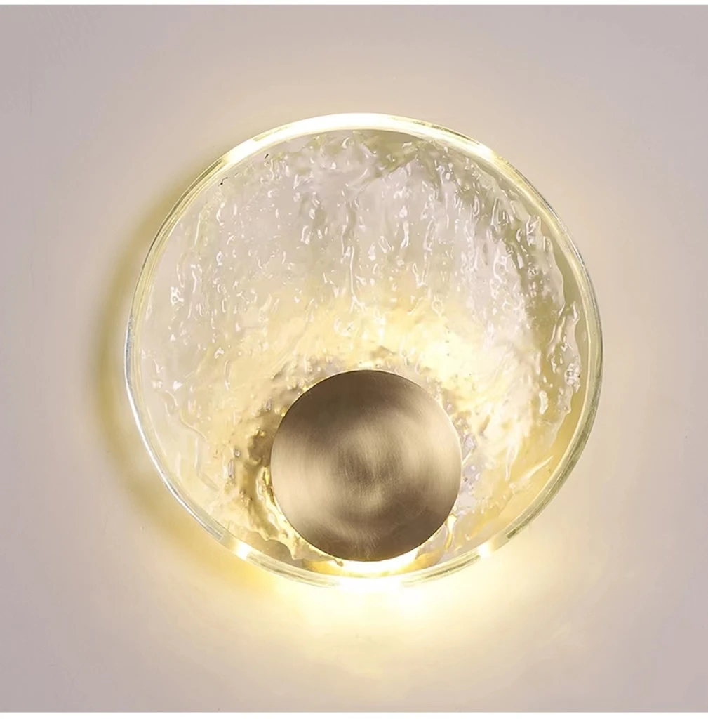 Light luxury copper bedroom bedside wall lamp living room sofa simple background wall glass wall lamp designer creative lamps 4