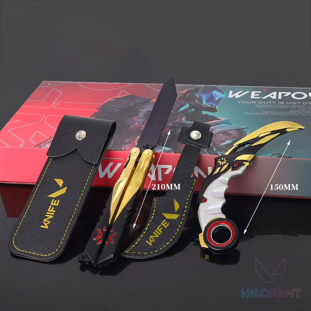 2 Set Valorant Weapon Champion Metal Swords Karambit Katana Sword Collection Game Peripheral Model Claw Knife Gift Toys Kids Toy apex legends bangalore heirloom cold steel 21cm game katana sword keychain weapon model replica toys for children boy gifts