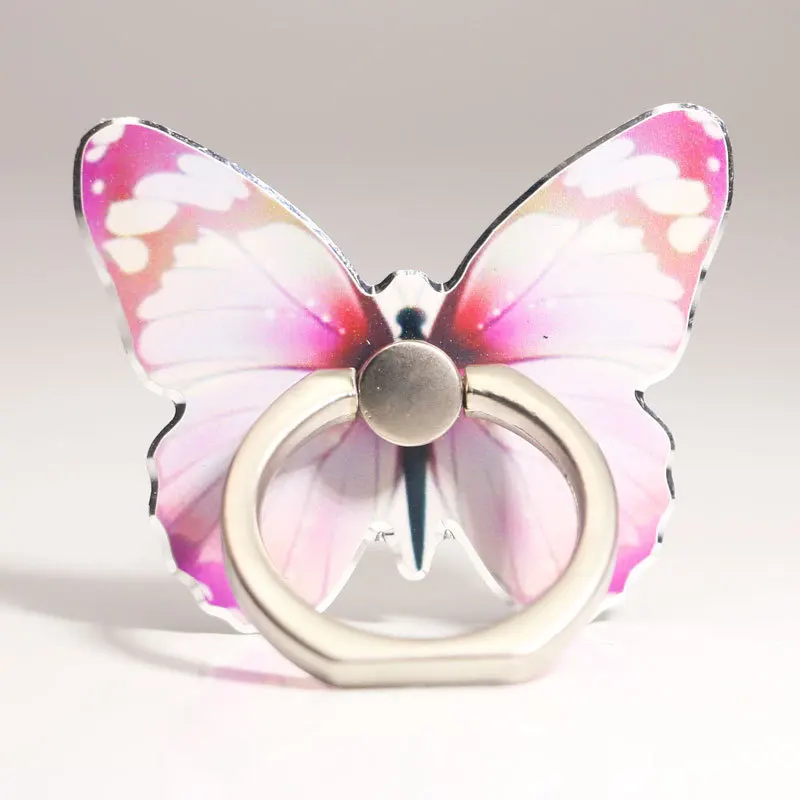 Anello porta cellulare a forma di farfalla, con strass trasparenti