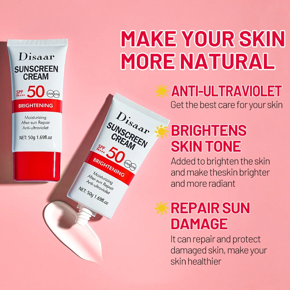 SPF50 Face Body Sunscreen Cream Long Lasting Waterproof UV Protector Sunblock Moisturizing Brightening Skin Protective Cream 50g