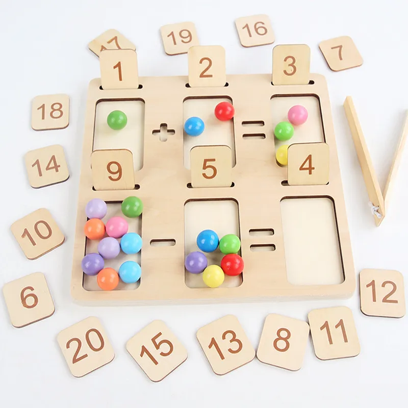

Montessori Wooden Geometric Figure Panel Math Toy Counting Board Beads Tray Teaching Aids Number Calculation Kids Toys Puzzle