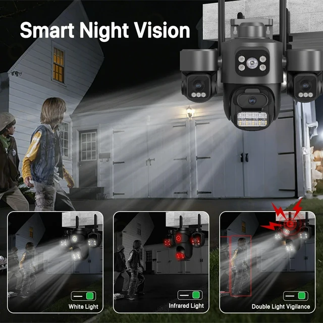 Three Screen Three Lens 15MP HD WIFI IP Camera 10MP Dual Lens Camera Auto Tracking IP66 Waterproof CCTV Video Security Cam iCsee 5