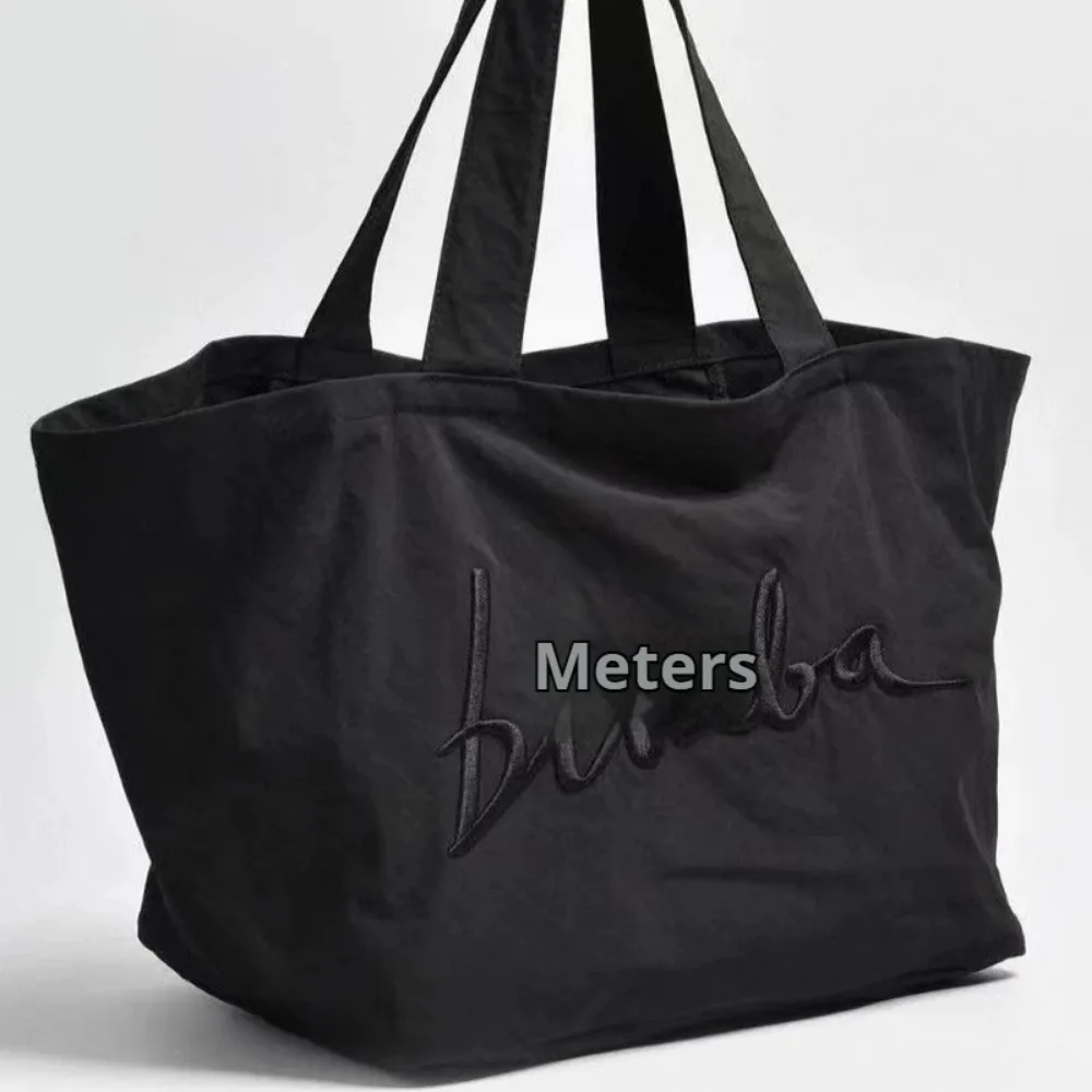 2025 Waterproof Nylon Fabric Tote Bags Embroidery Lady Single Shoulder Bag Large Capacity Reusable Grocery Bags Shopping Bags 4