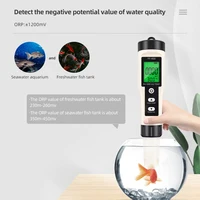 4 in 1 Water Tester Monitor H2 PH ORP TEMP Meter Reactive Oxygen Hydrogen Analyzer ATC 0-2400PPb for Aquariums Pools Spa 5
