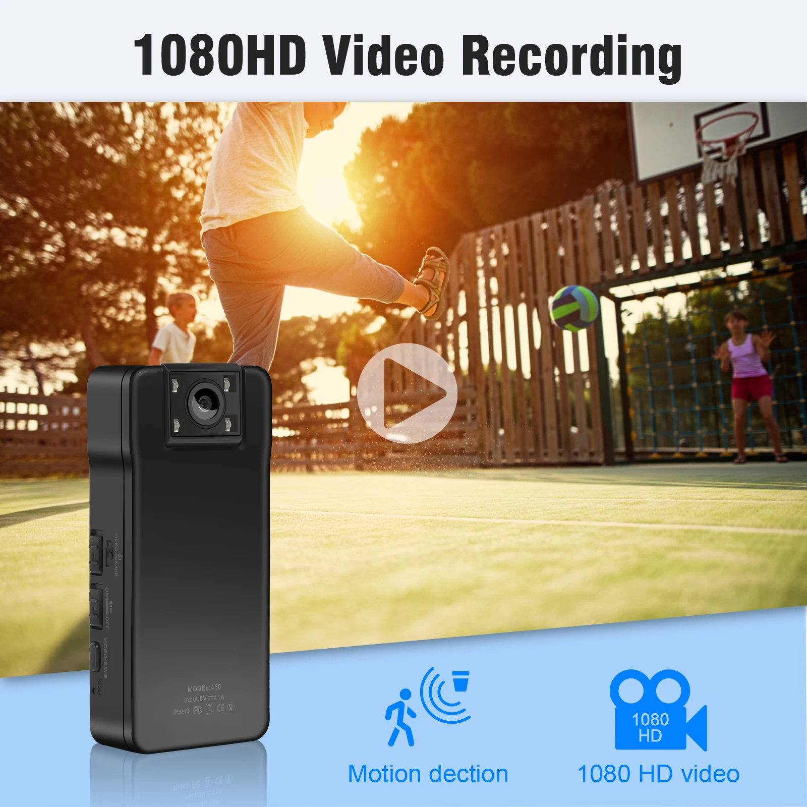 Vandlion A50 Digital Video Wireless Camera Full HD 1080P Night Vision WiFi Remote Control Rotating Cam Sports DV with Back Clip 5