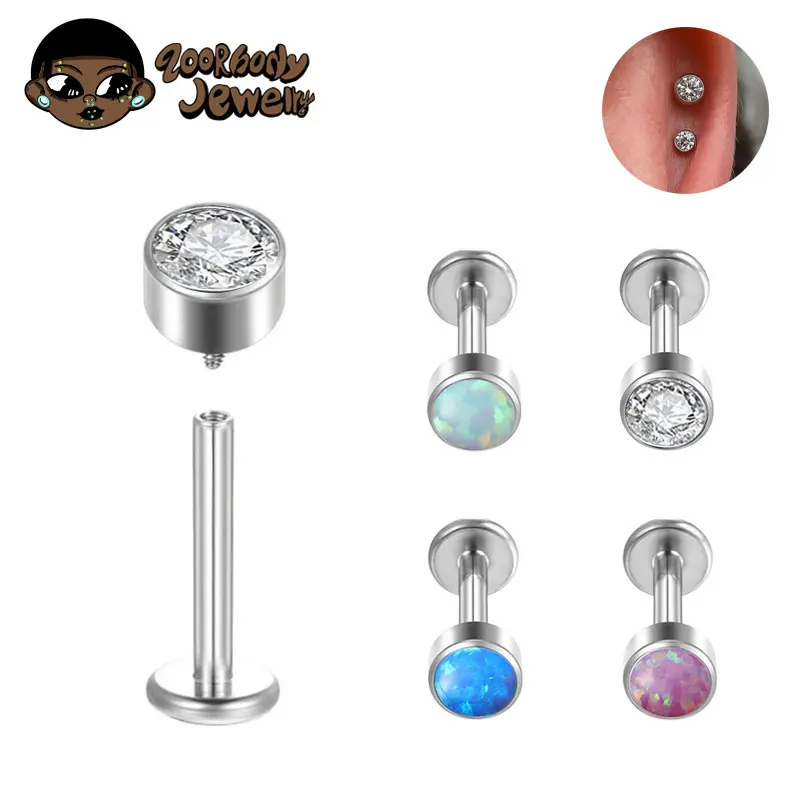 Piercing Labbro In Titanio Con Brillantini - 16G/20G Per Medusa, Monroe, Naso - Foto 7