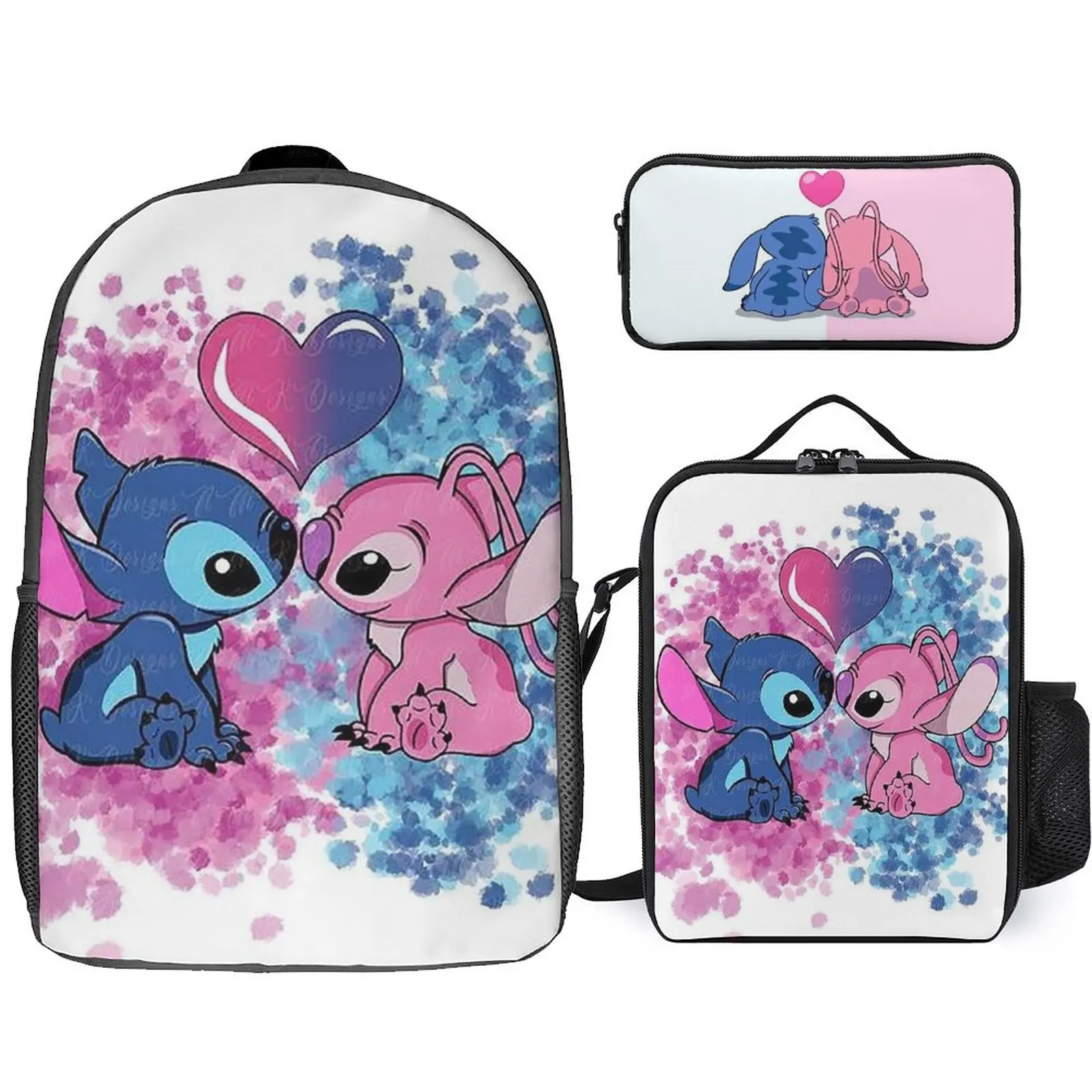 

Disney Character Cartoon Children's Backpack Lunch Bag Pencil Animation Handbag Female Male Student Gift Bag Three Piece Set