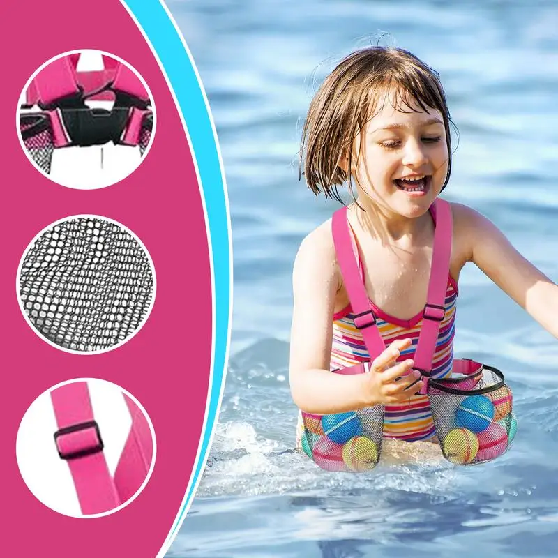 Beach Bag For Kids Large Capacity Mesh Backpack Sturdy Buckle Design Travel Tote With Shoulder Strap For Sports Dance Travel