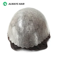 0.12-0.14mm PU hommes toupet pleine épaisseur peau indien cheveux humains hommes capillaire prothèse 130% densité perruque homme 5