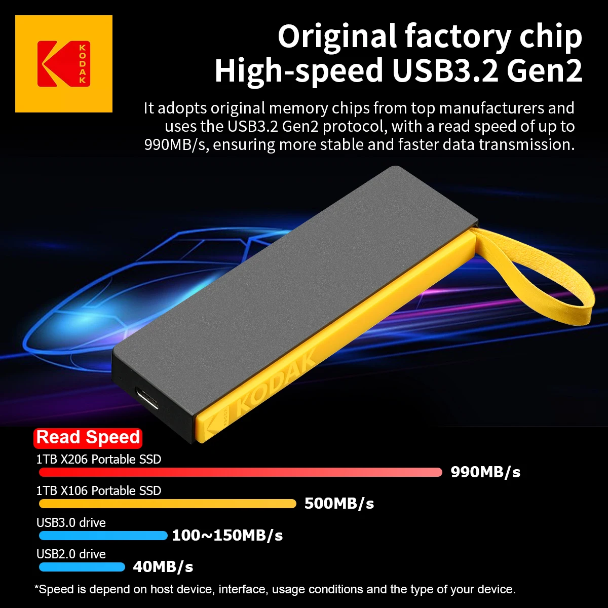 KODAK X206 1TB 512GB 256GB External SSD Hard Drive Flash USB 3.2
