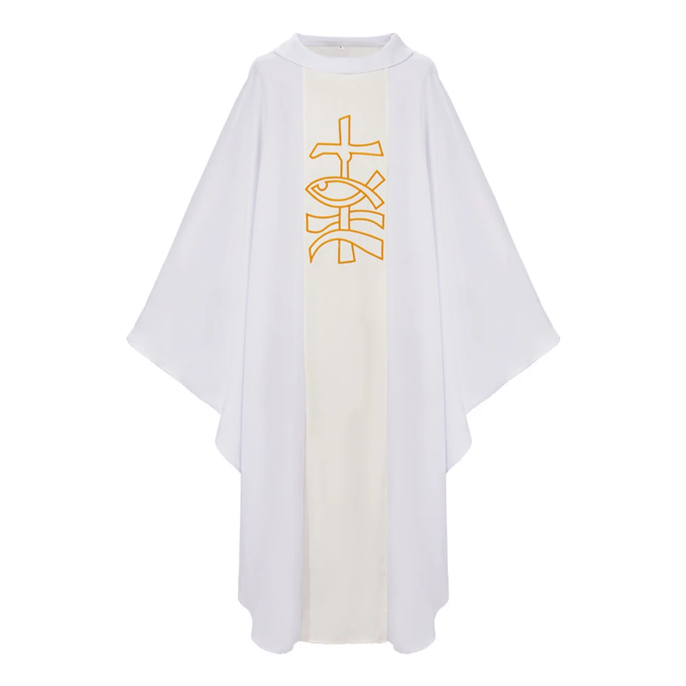 Abito da Sacerdote, Veste Religiosa Cattolica, Mantello da Pastore Cristo, Veste da Massa per Uomo, Abito Stampato, Costumi di Halloween - immagine 4