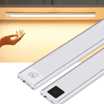 Ultra-thin USB LED Cabinet Light Hand Sweep / PIR Motion Sensor LED Rechargeable Aluminum kitchen Lamp Portable Night Lighting 1