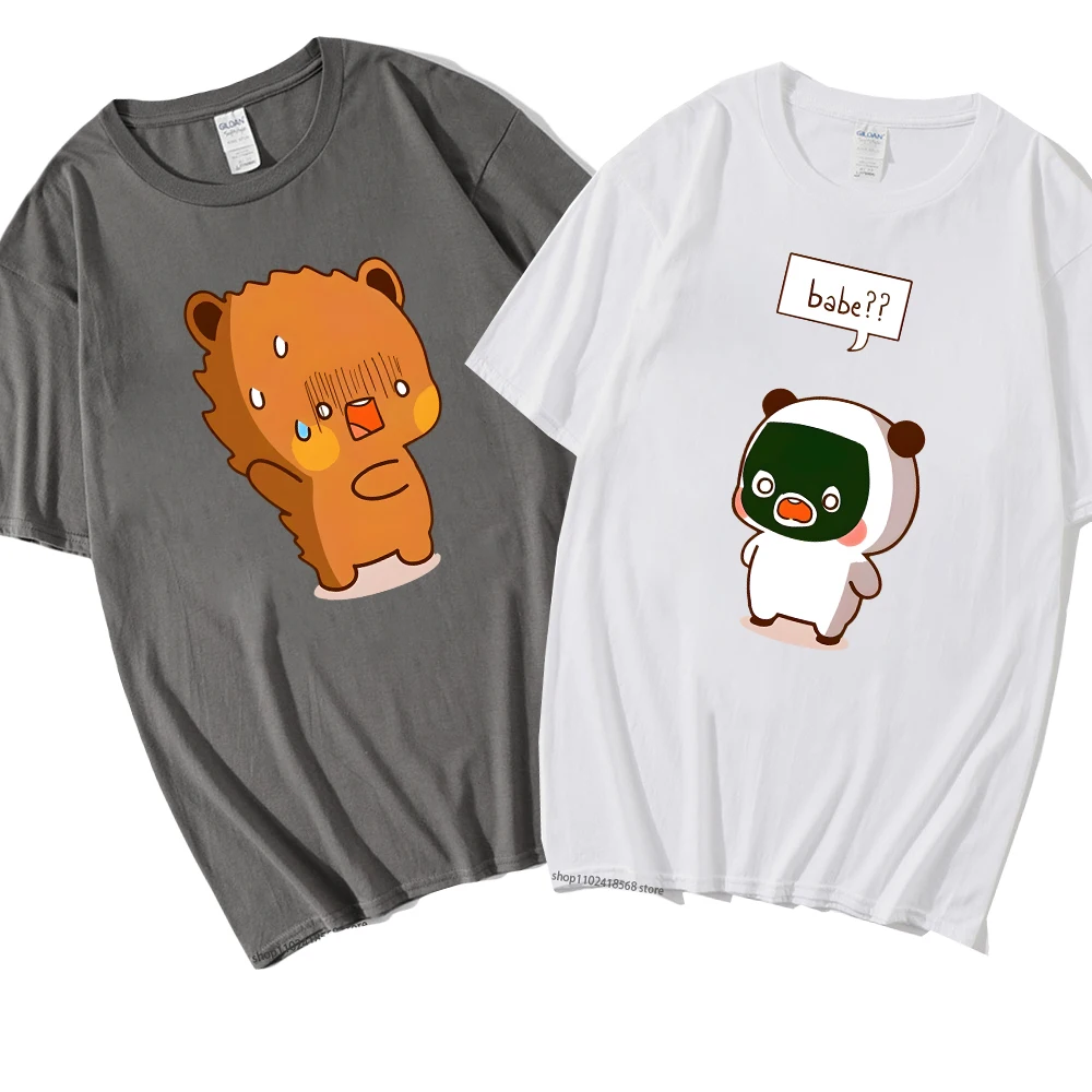 

Couple Tshirt for Women Men Funny Bubu Babe Dudu Graphic T-Shirts Men's T Shirt Panda Bear Clothes 100% Cotton Summer Tee-shirt
