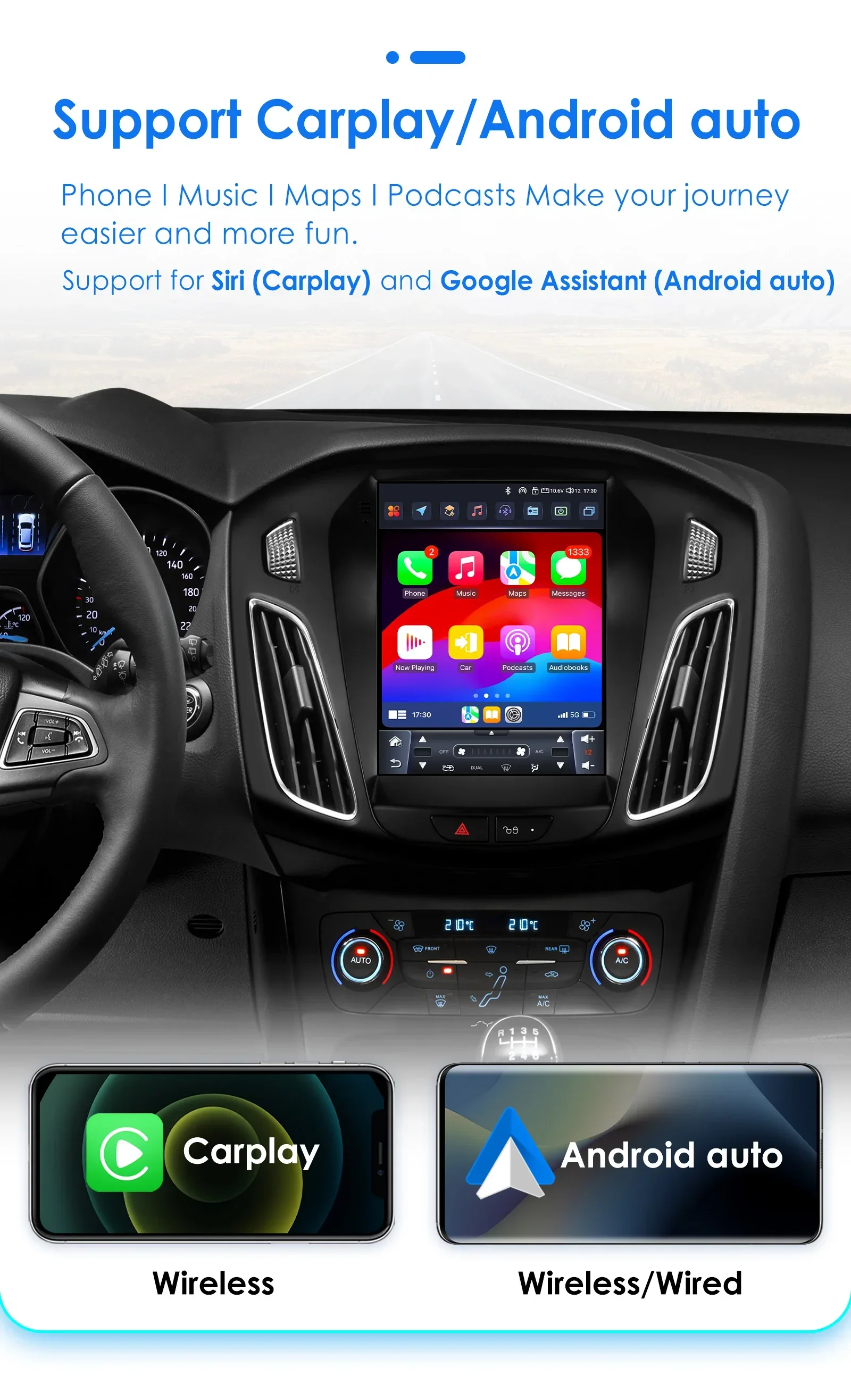 9.7" Carplay Android 13 Autoradio Ford Focus 3 MK 3 2011 Auto Multimedia player car intelligent systems radio GPS Stereo car radio