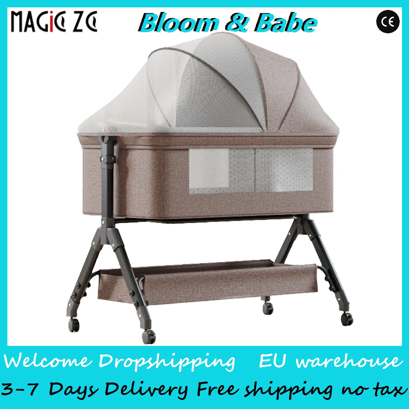 Berceau portable pour bébé |   Lit à bascule manuel 2025 avec matelas facile à laver, lit de voyage pliable pour nouveau-nés, nourrissons et bébés