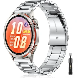 Sleek Metal Watch Bracelet Strap - 22/20mm Premium Design for Huawei GT Runner 2 (Silver and tool)
