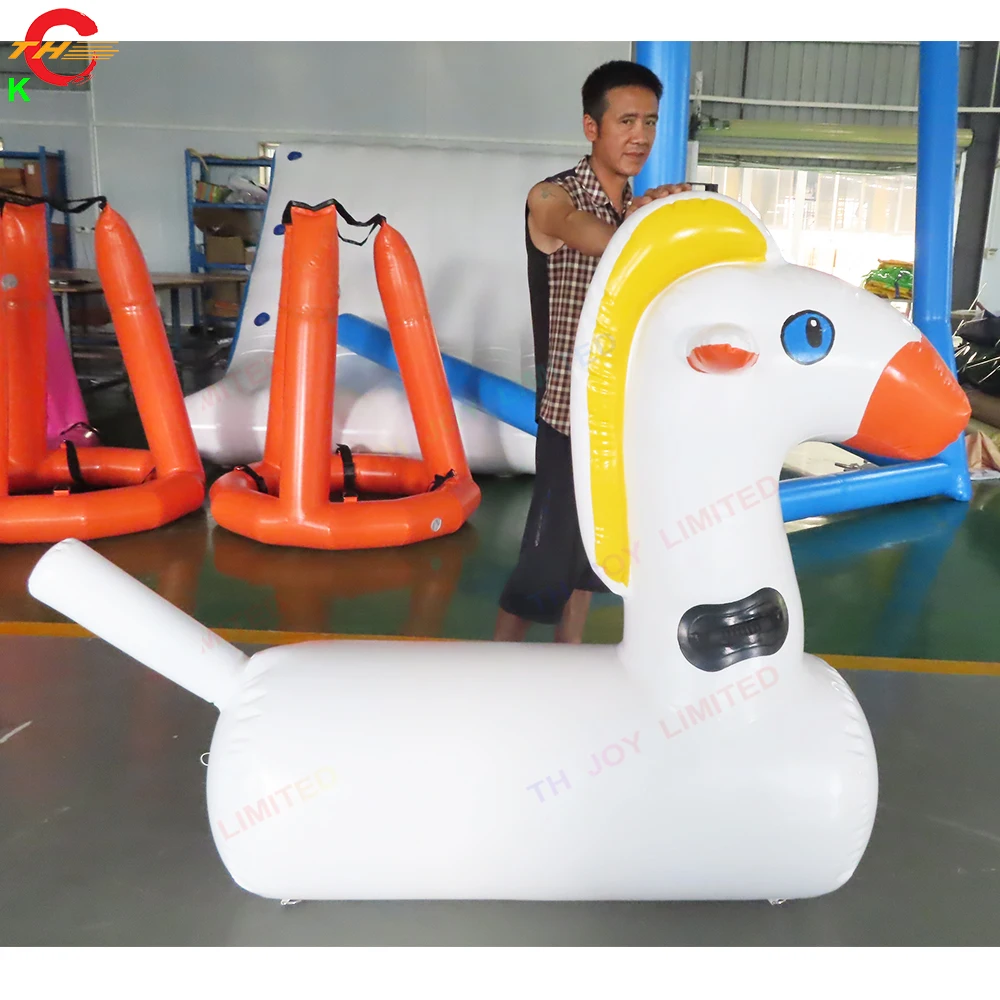 

Free Shipment 1.2m/1.5m High White Inflatable Pony Horse Hop Racing Derby Jumping Horses Race Carnival Game Toys for Sale