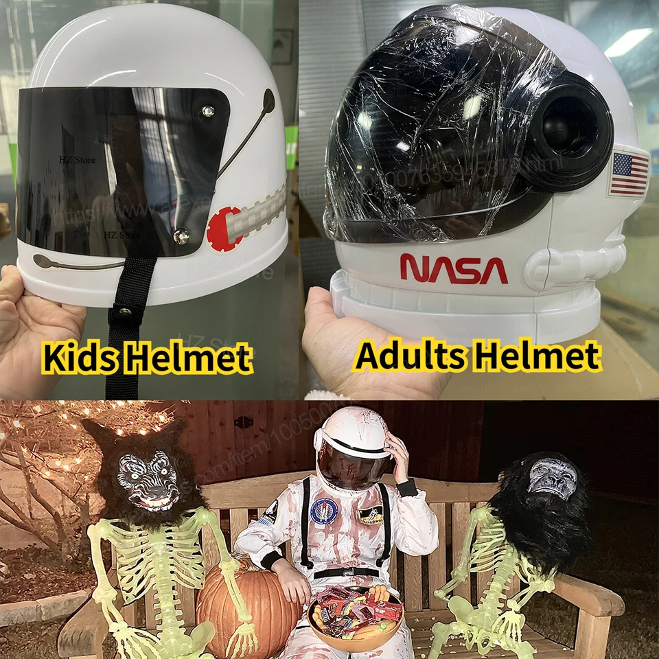 交通安全　ヘルメット　コスプレ 宇宙飛行士ヘルメット 可動バイザー付き 大人用、子供用 宇宙