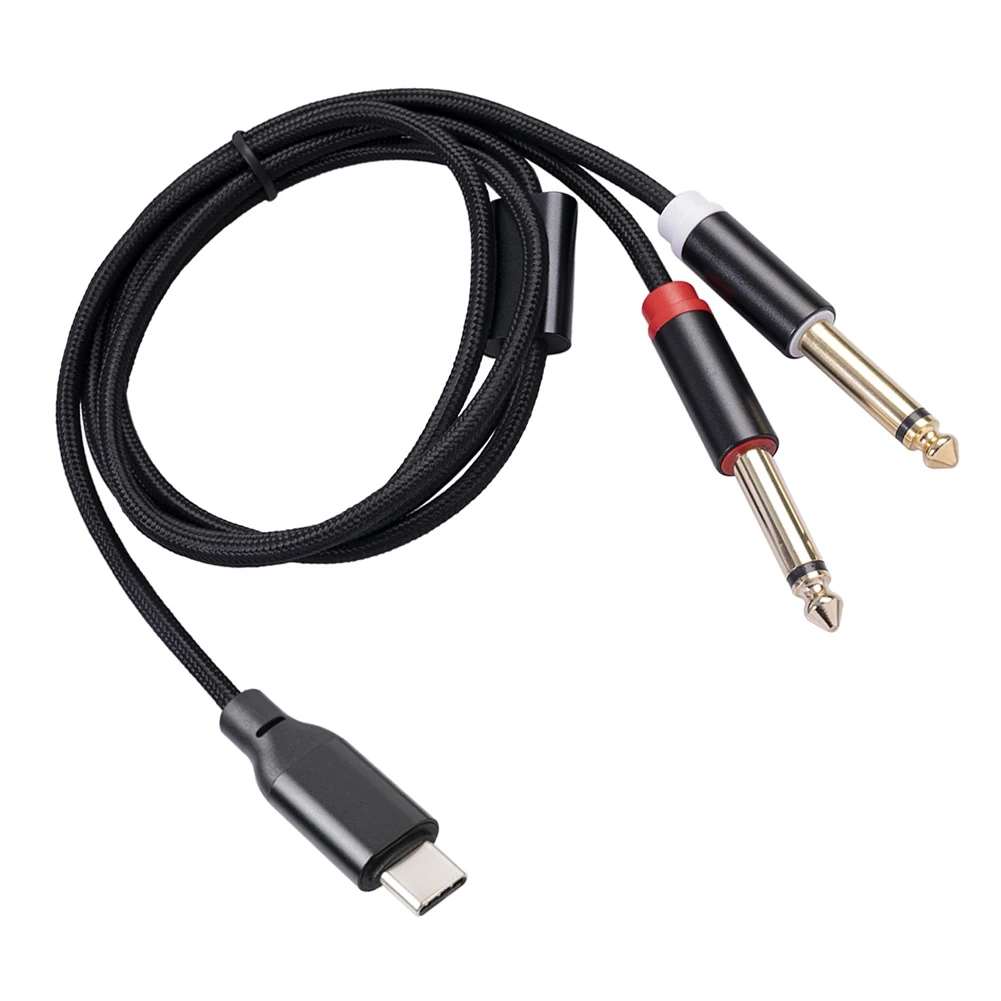 ݵ ÷װ ִ  1/4 ġ ׷ ø Y ̺, USB C Ÿ to  6.35mm, 1/4 ġ TS  ڵ, 1 m, 2 m, 3m