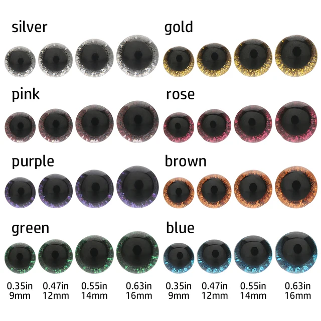 5Pairs Plastic Doll Eyeball Glitter Crystal Doll Eyes Accessories Bear Animal Puppet Stuffed Toys Parts Plush Safety Eyes For To 6