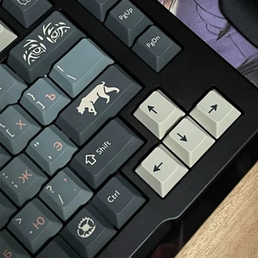 사일런트 포레스트 PBT 키캡, 염료 승화 체리 MX 기계식 키보드, 일본 러시아어 오리지널 키캡, 보충 세트 포함