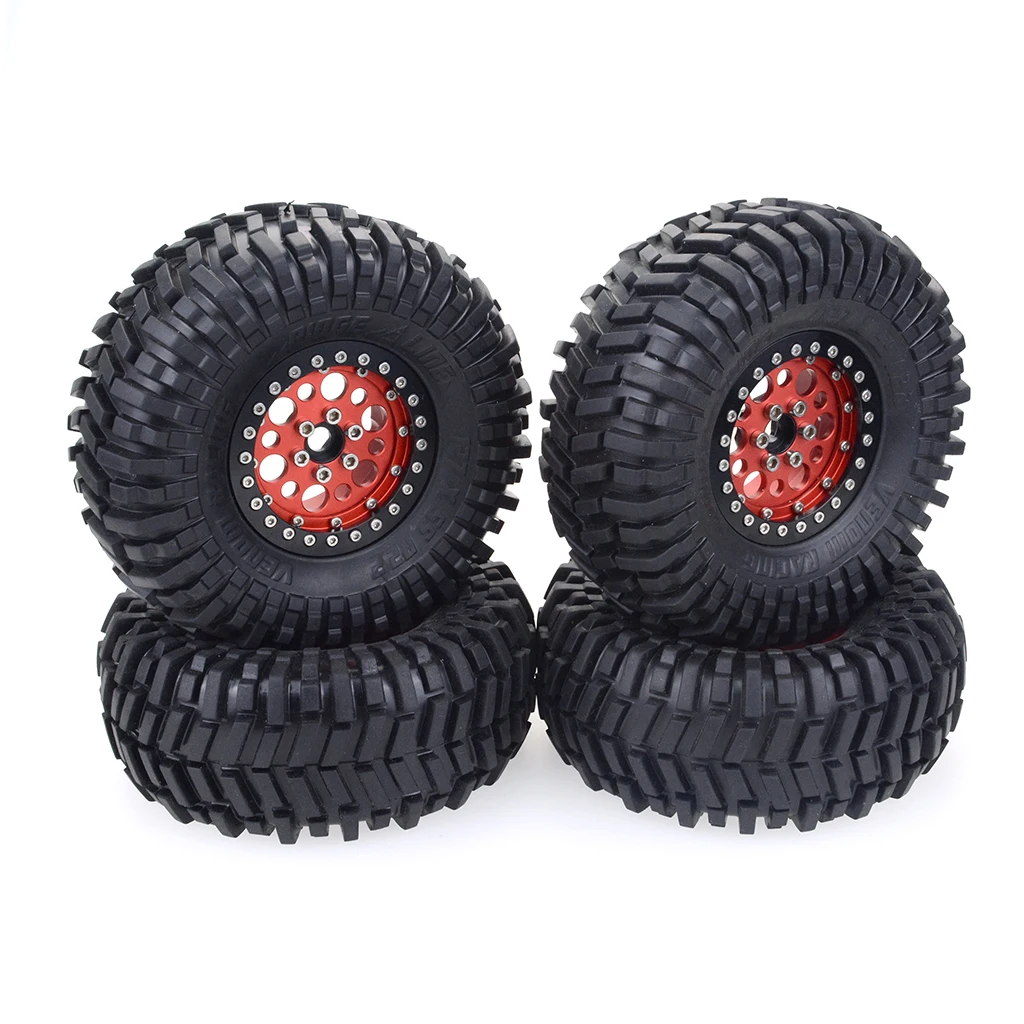 

4pcs New RC 1/10 Crawler truck wheels tires for RedcatTX Mauler TRAXXAS TRX4,RGT, Traction Hobby , HPI ,Axial SCX10 II Red round